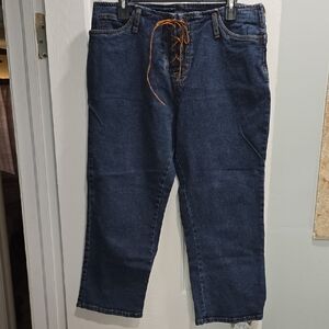 Bill Blass Vintage Denim Capris with Lace-Up Detail Woman's size 10